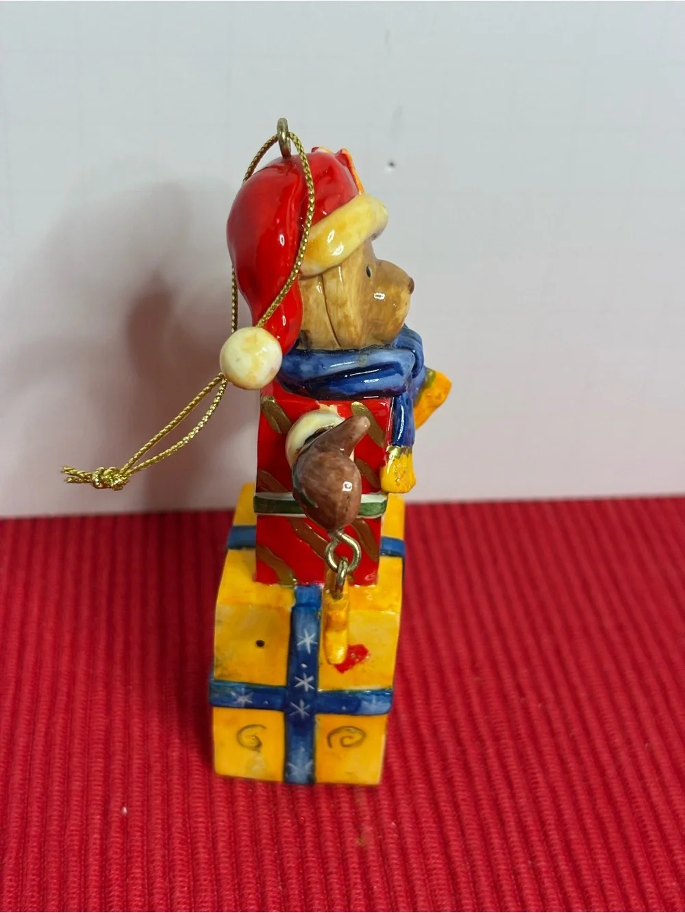 Christmas Teddy Ornament in Red, Yellow and Blue - Kids Toys